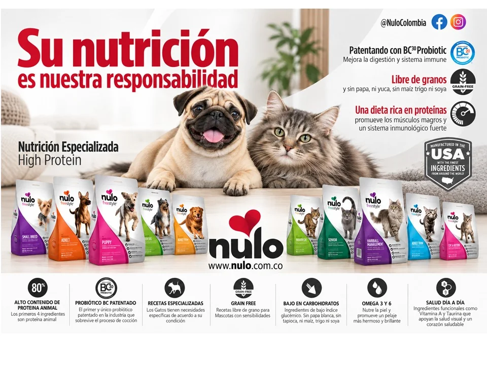 Nulo: Su nutrición es nuestra responsabilidad. Nutrición especializada High Protein para perros y gatos, libre de granos y rica en proteínas.